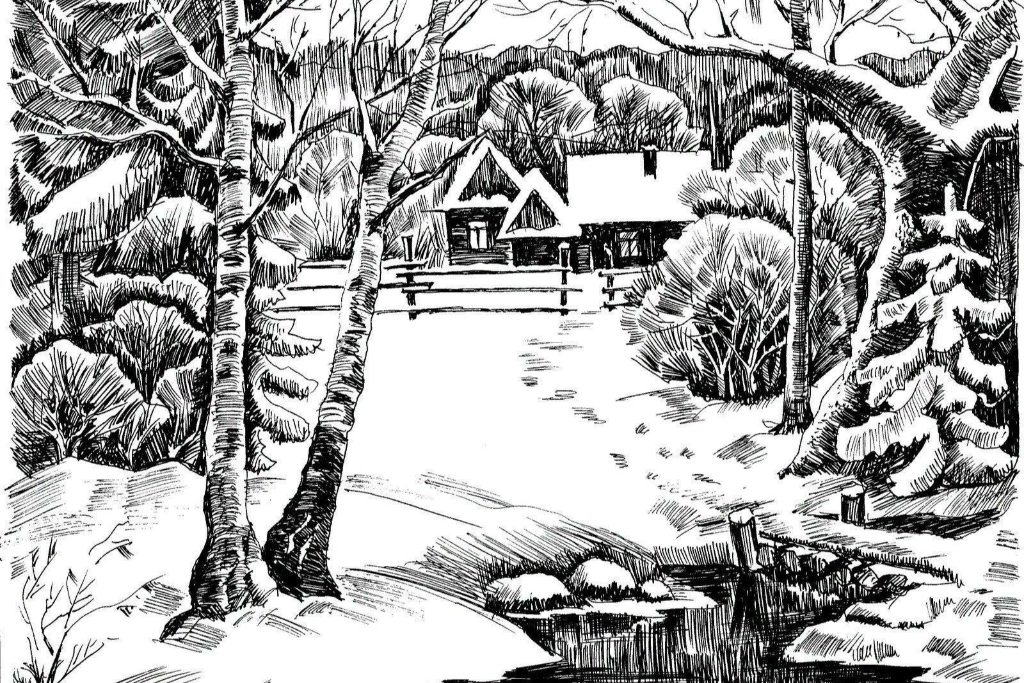 Мастер-класс «Графика. Зимний пейзаж»