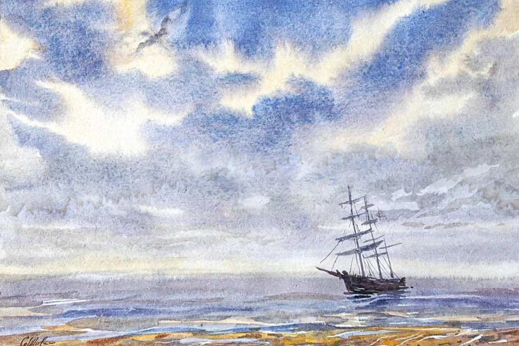 Мастер-класс «Морской пейзаж с парусником»