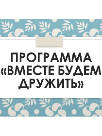 Программа «Вместе будем дружить»